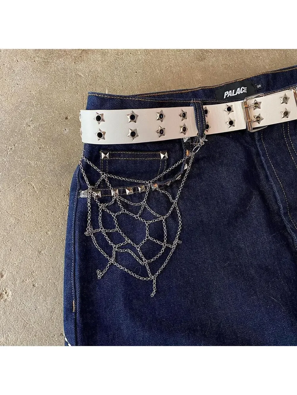 Cyber Y2k style spiderweb ️ silver pocket chain. Punk emo grunge style. This